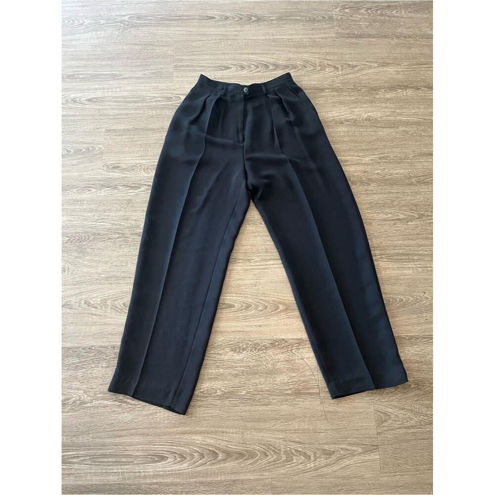Rena Rowan Essentials Black Dress Pants Womens 10 Black Pleated HighRise Tapered
